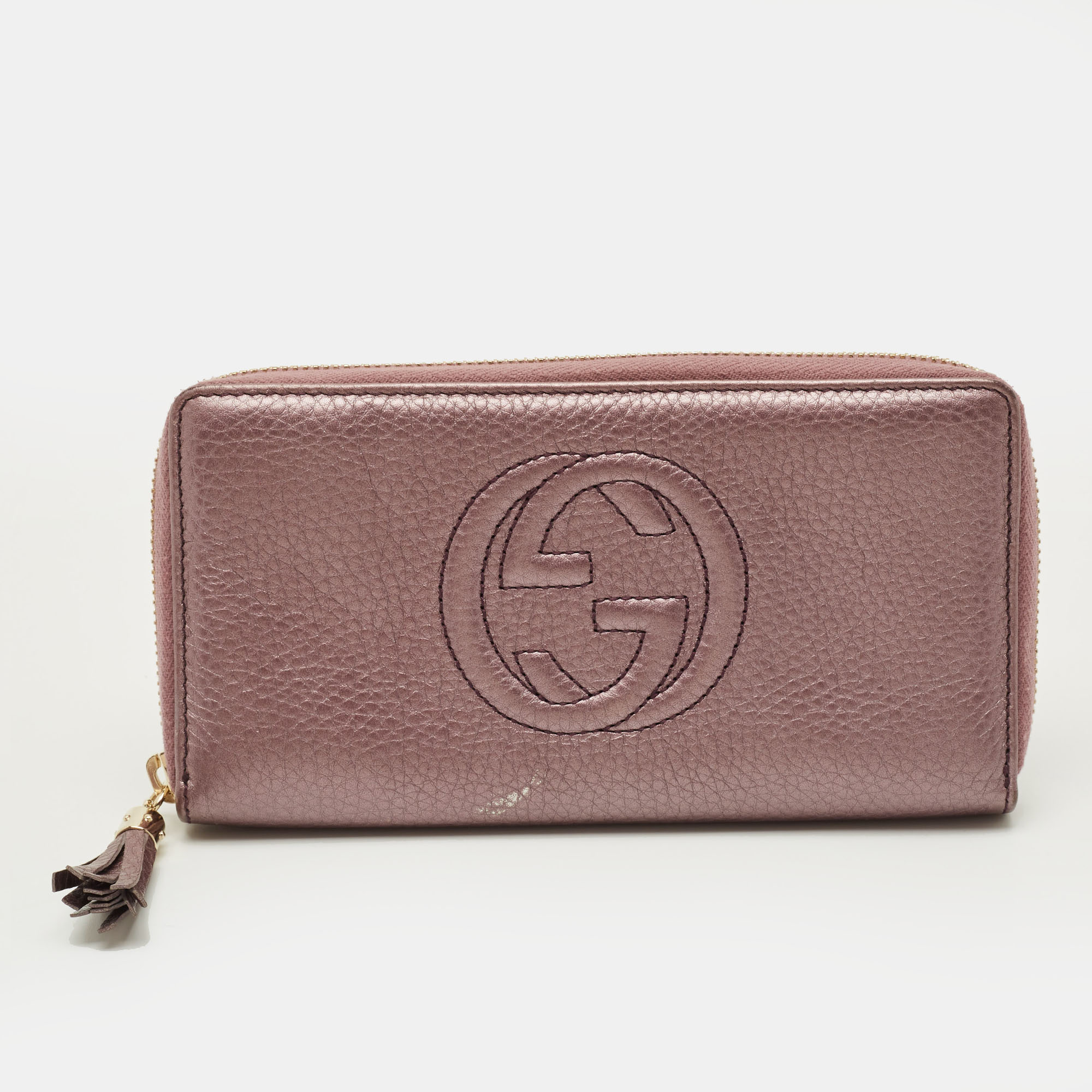 

Gucci Soho Metallic Purple Leather Continental Wallet