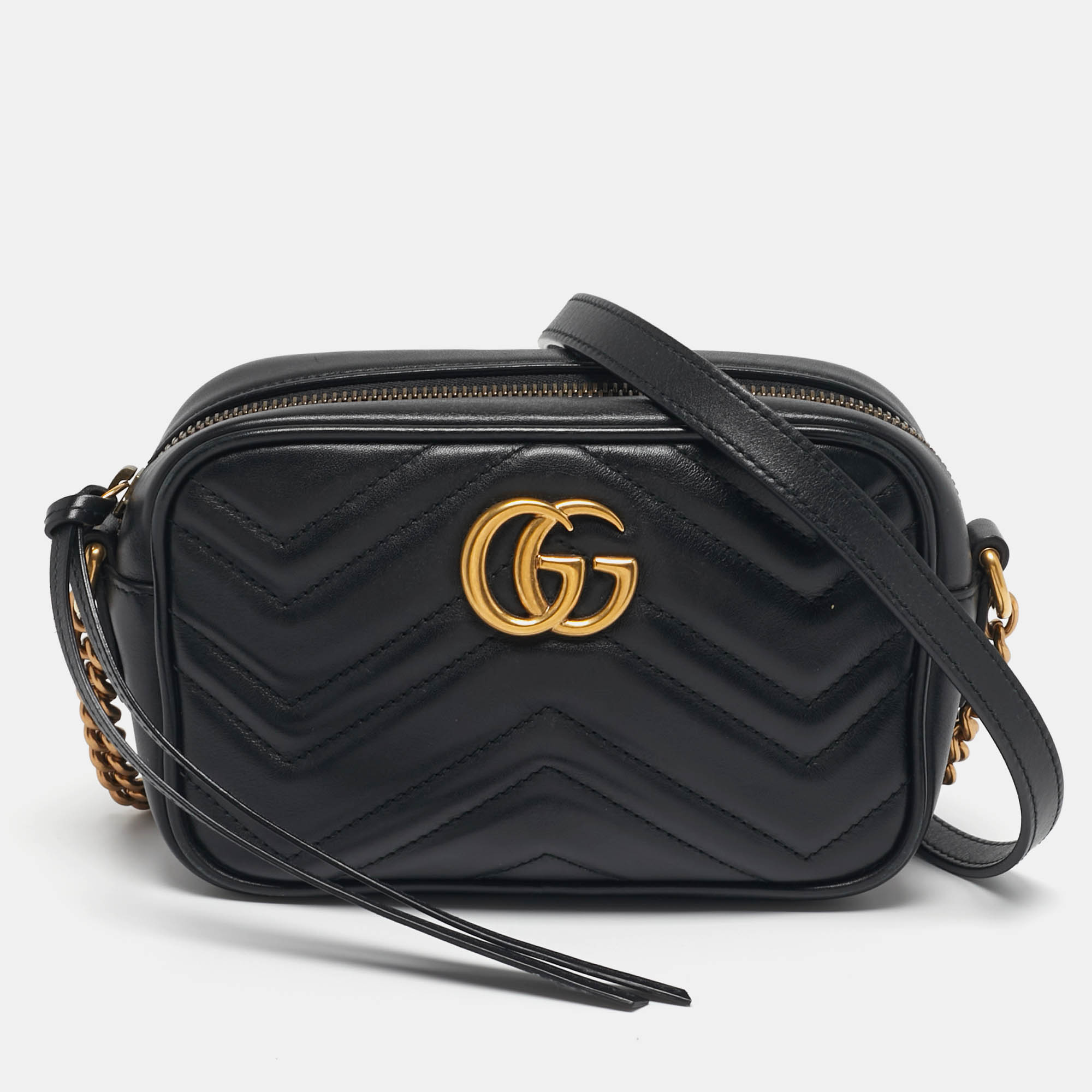 

Gucci GG Marmont Mini Black Matelassé Leather Camera Bag
