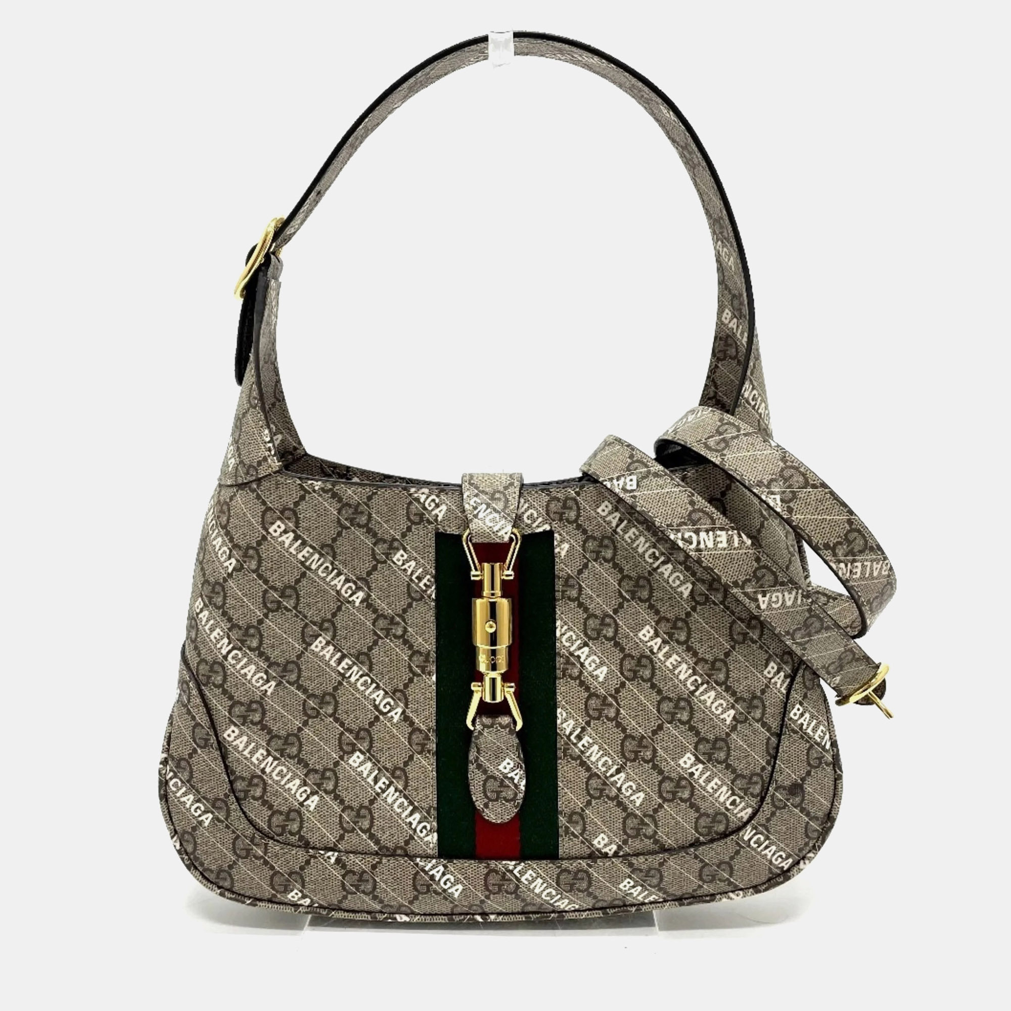 

Gucci Balenciaga The Hacker Project Jackie 1961 2-Way Handbag In Gg Supreme Canvas Beige