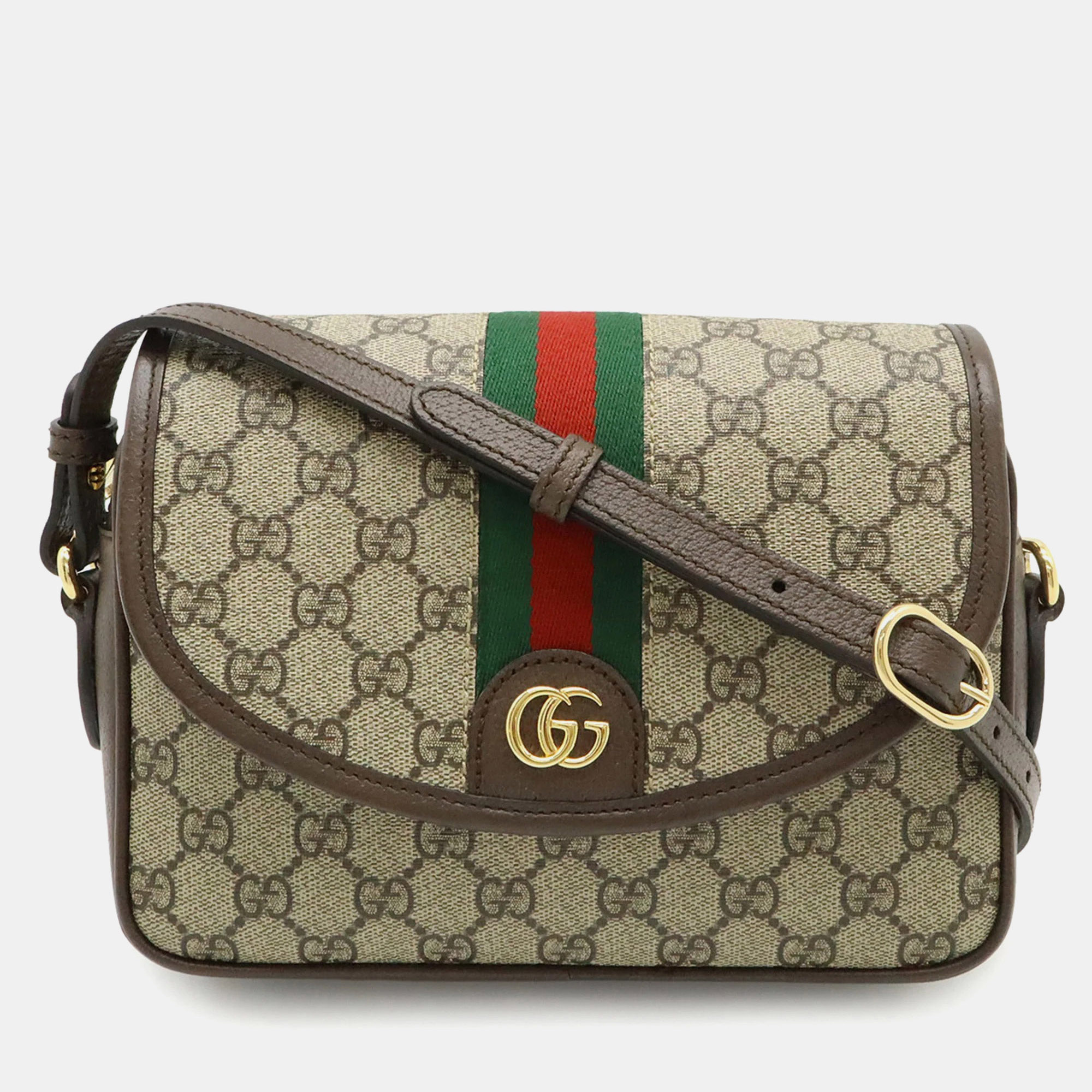 

Gucci Ophidia Gg Supreme Small Shoulder Bag With Web Stripe Strap And Clutch In Beige Pvc
