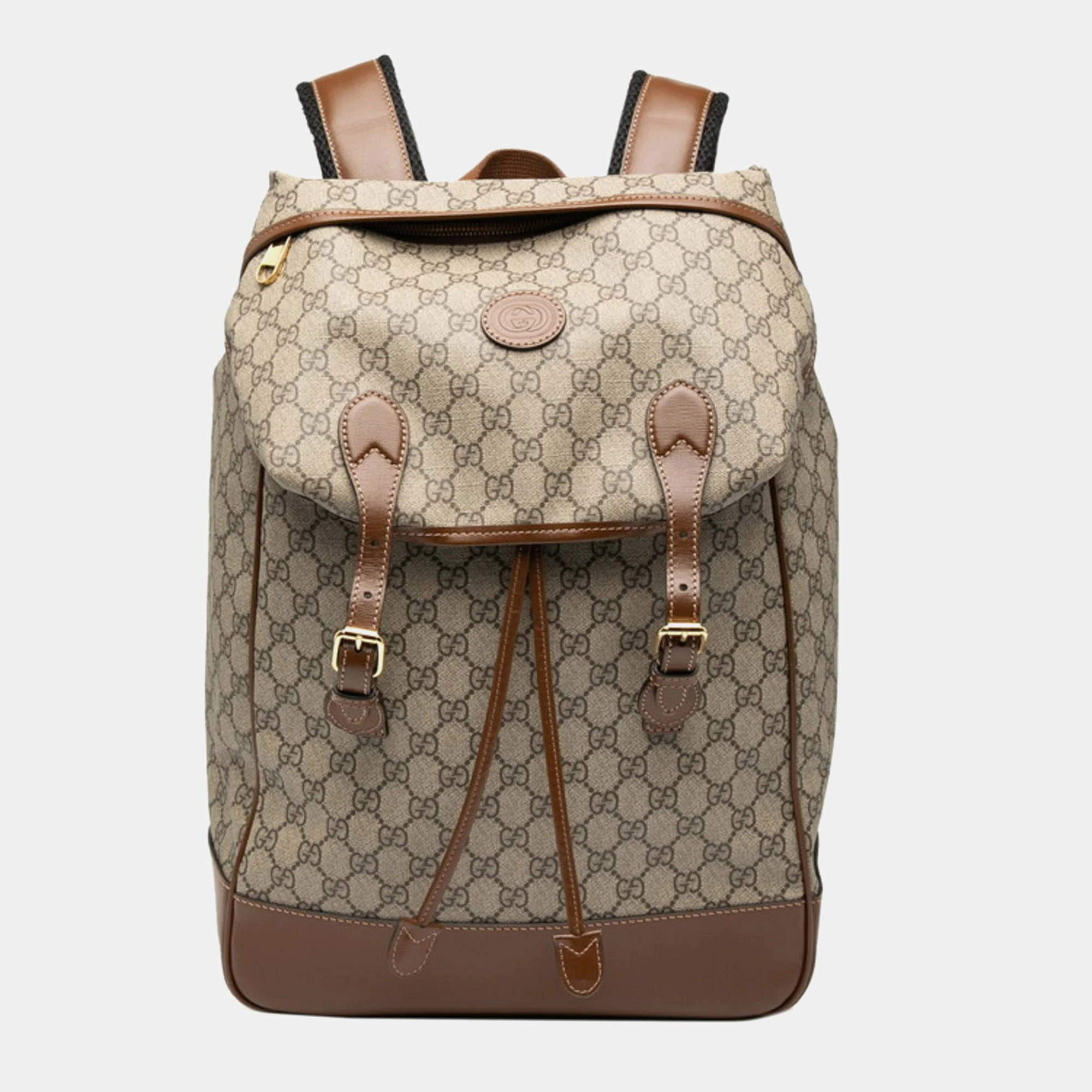 

Gucci Gg Supreme Interlocking G Backpack Brown Leather