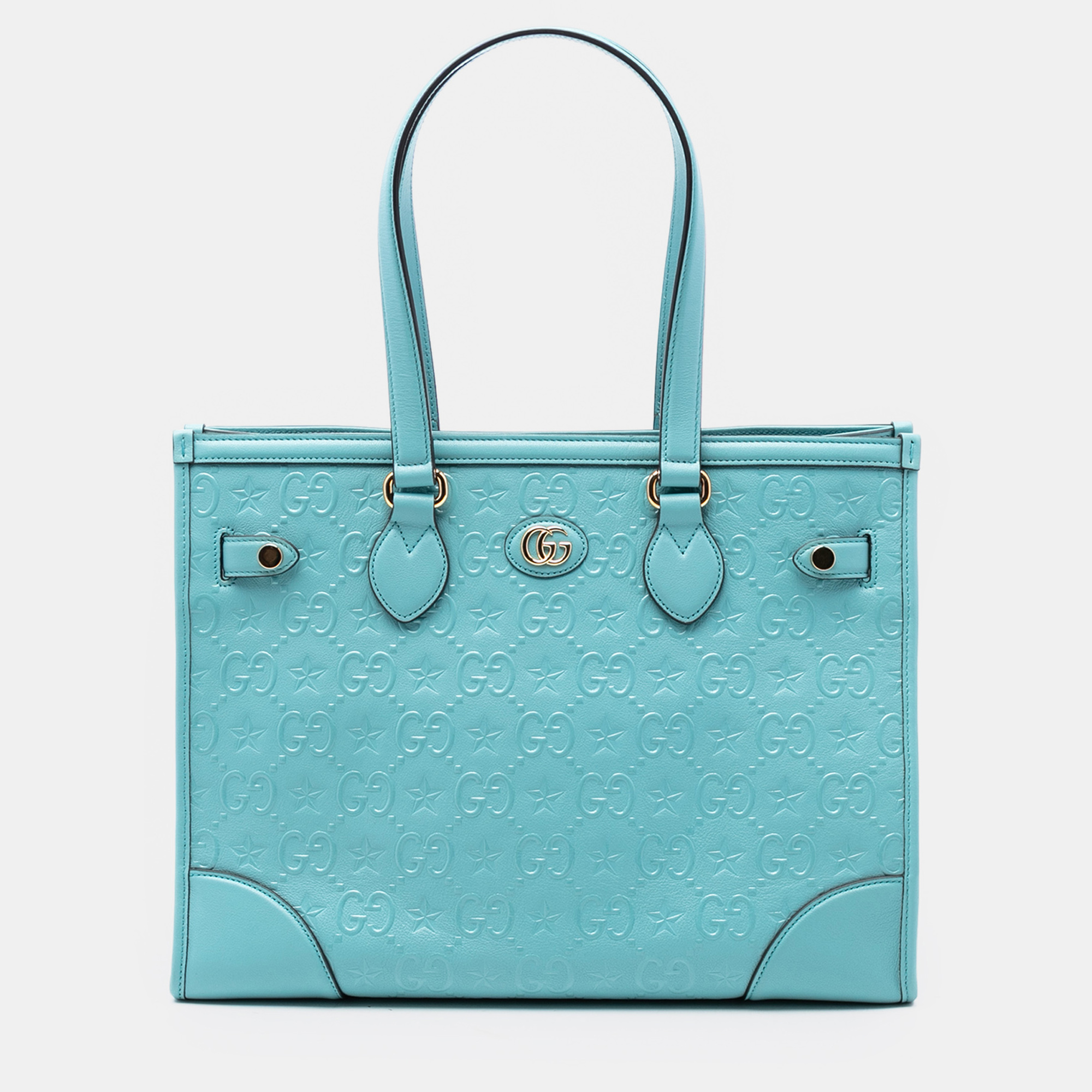 

Gucci Blue GG Star Embossed Leather Tote