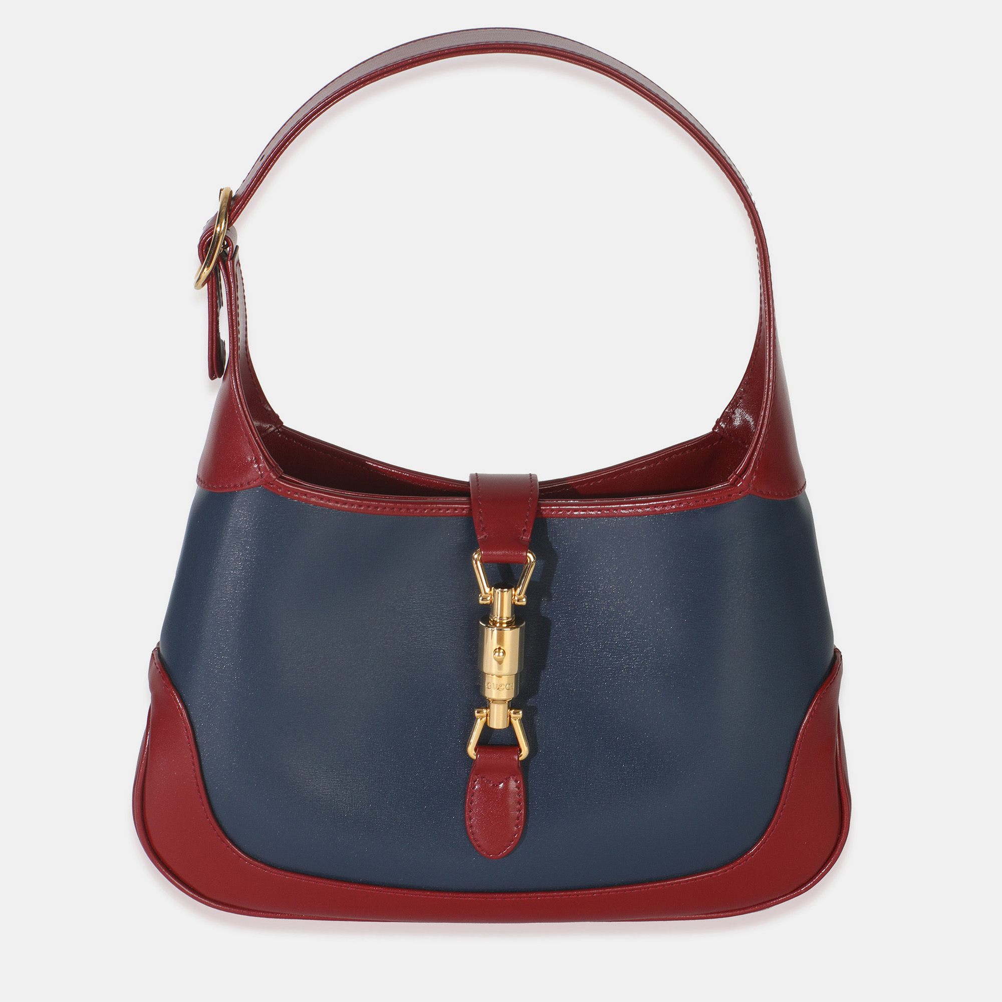 

Gucci Red Blue Boarded Dyana Lux Calfskin Bi-Color Small Jackie 1961 Hobo, Navy blue