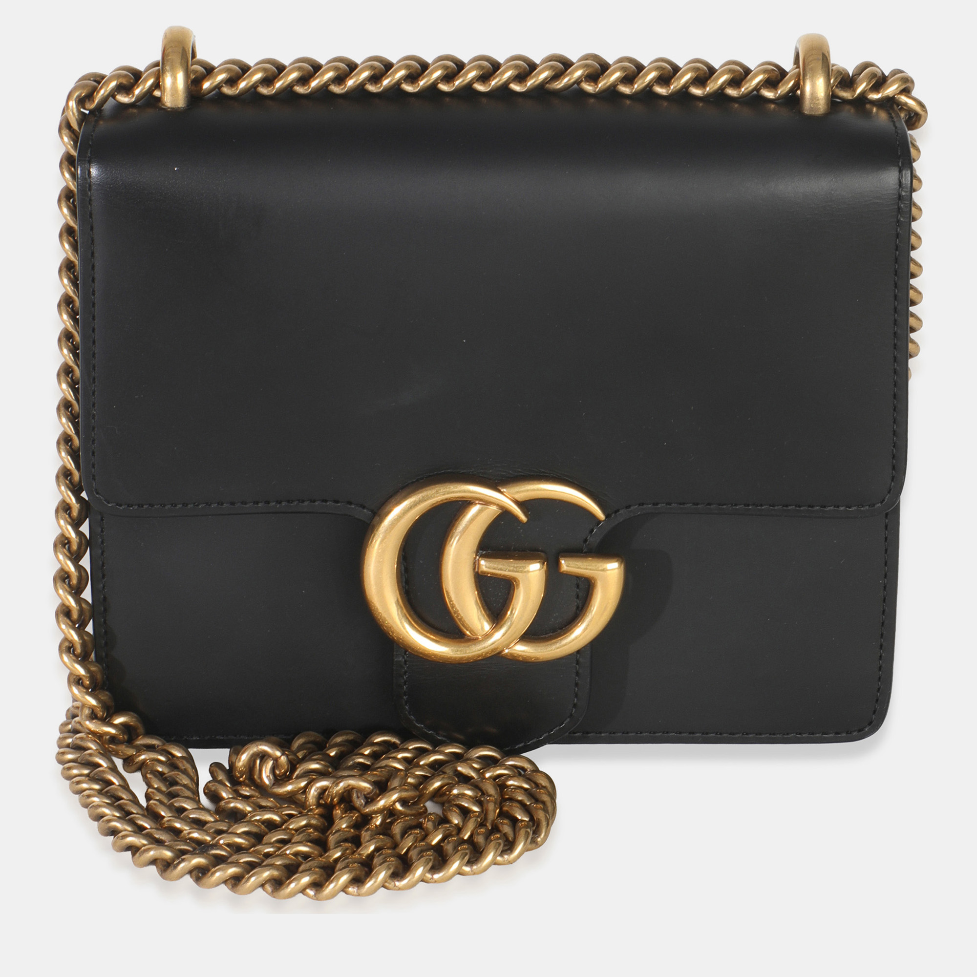 

Gucci Black Smooth Calfskin Small GG Marmont Chain Bag