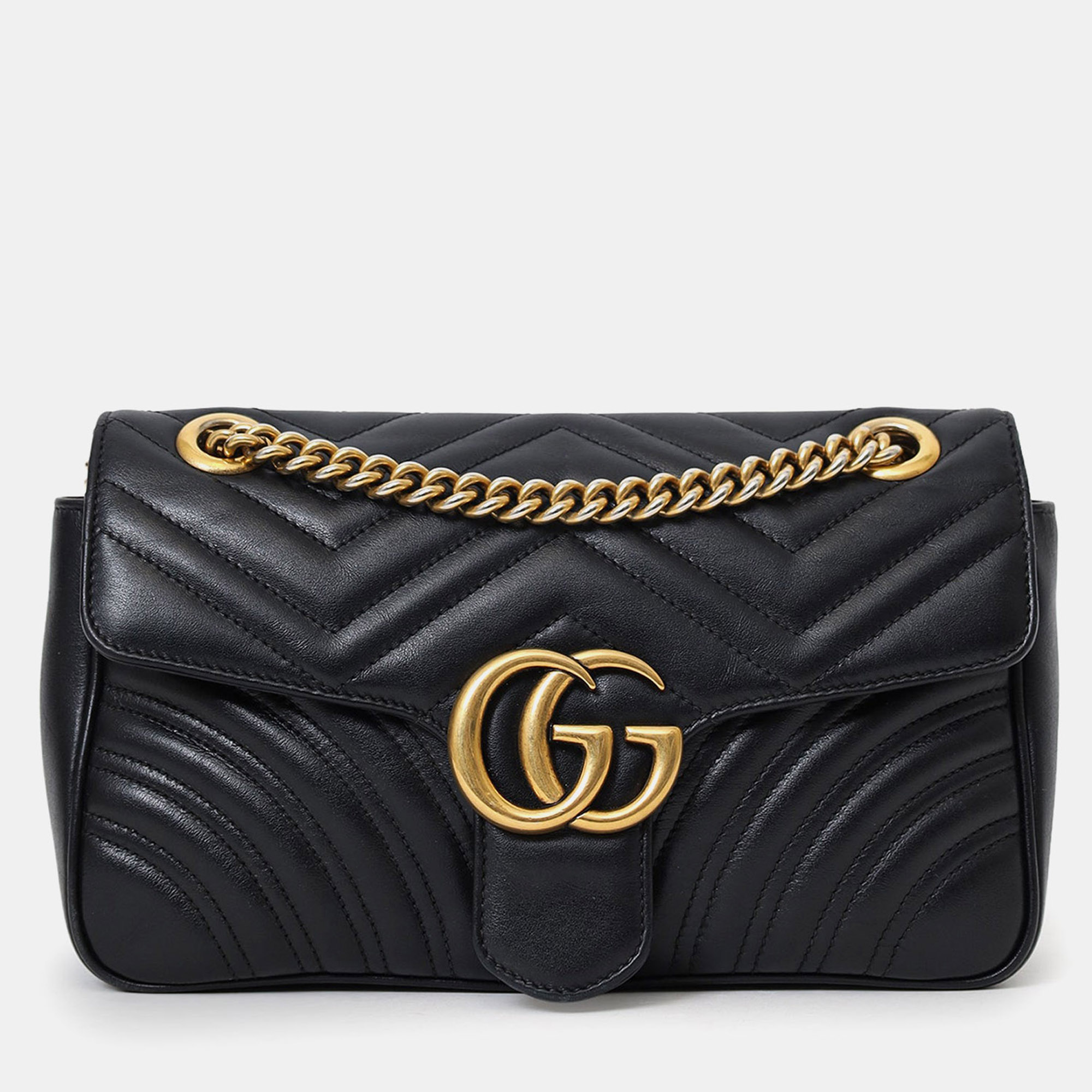 

Gucci Black Leather GG Marmont Small Crossbody Bag