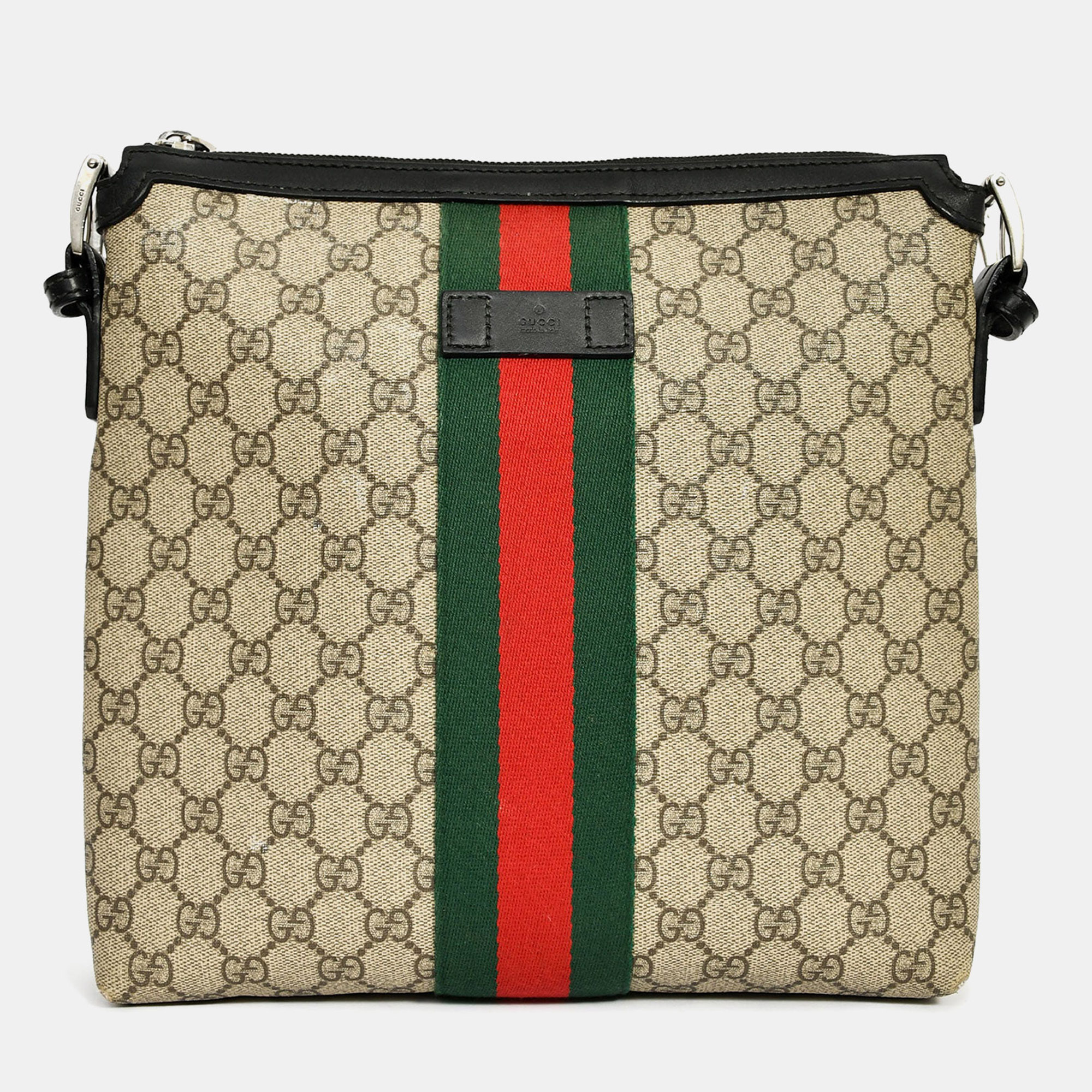 

Gucci Brown/Black Canvas/Leather GG Supreme Messenger Bag