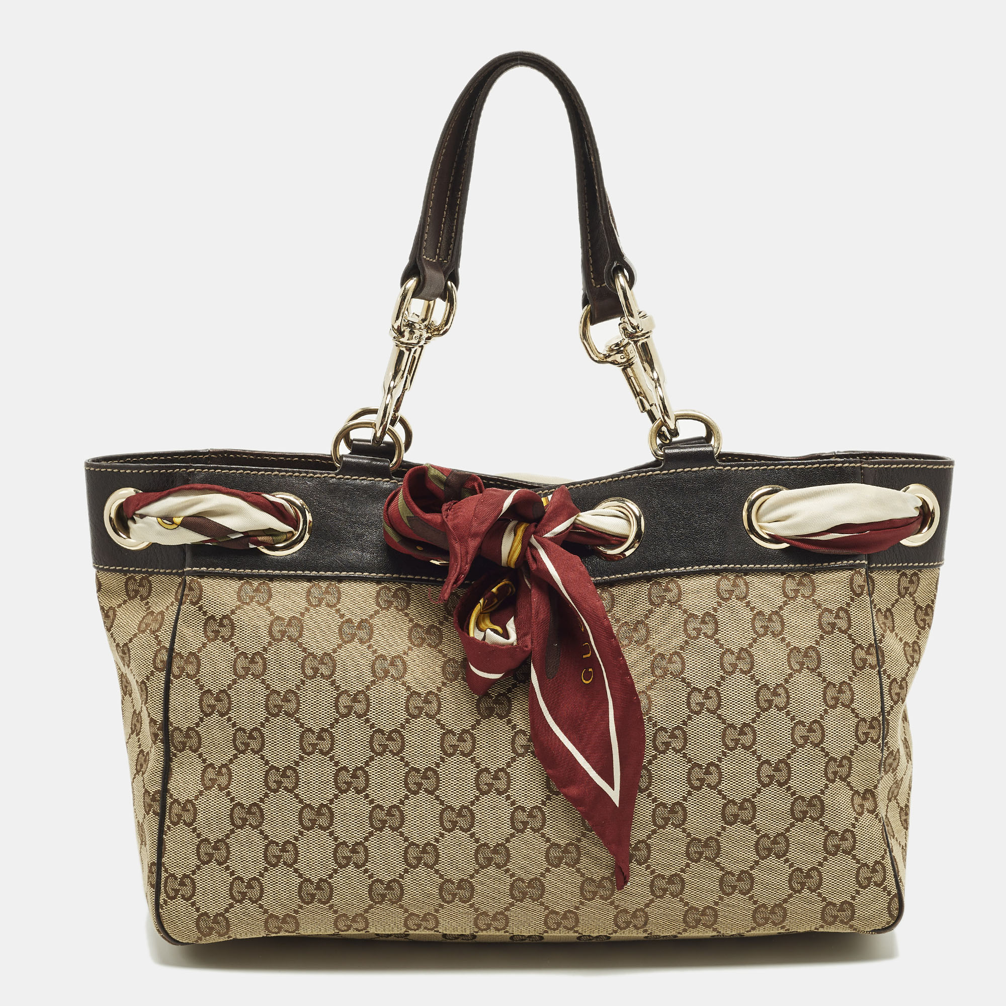 

Gucci Positano Scarf Beige/Brown GG Canvas Tote