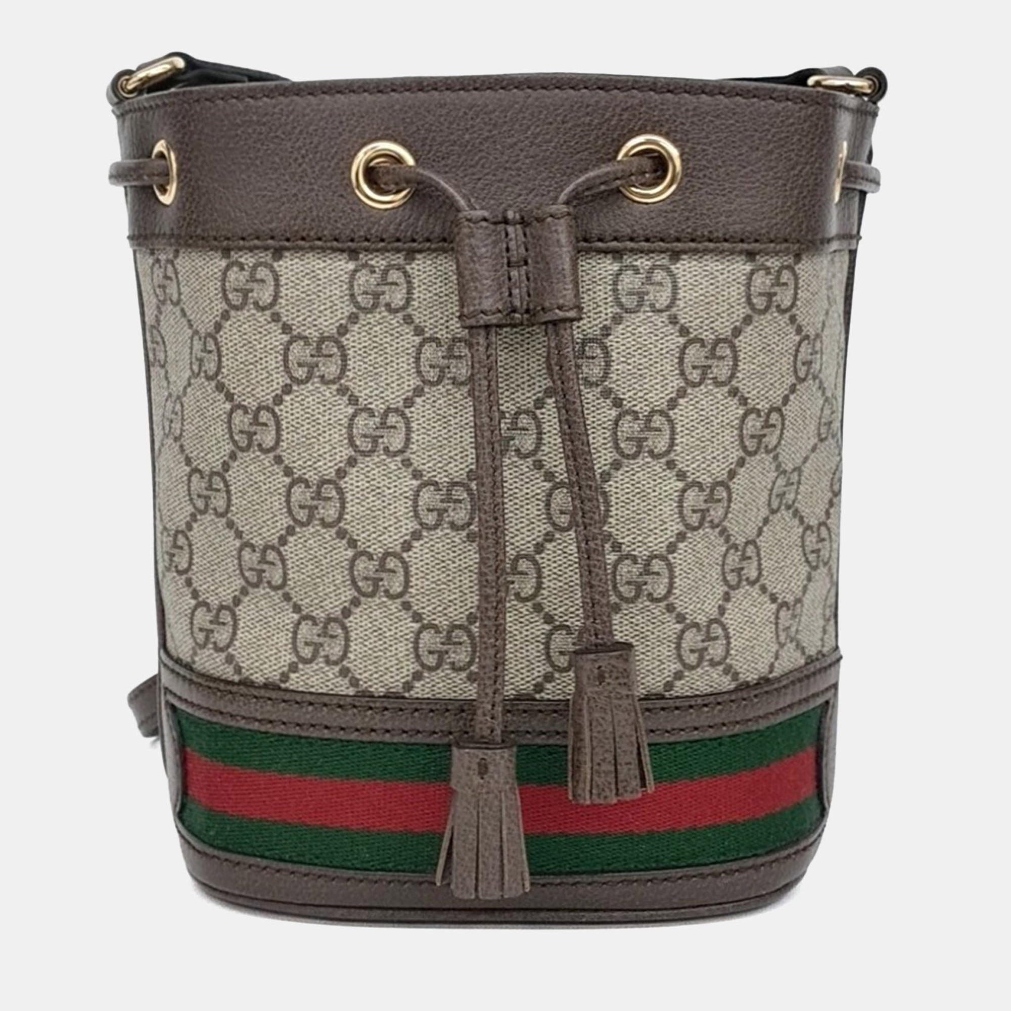 

Gucci Beige Canvas Ophidia Mini Bucket Bag (550620)
