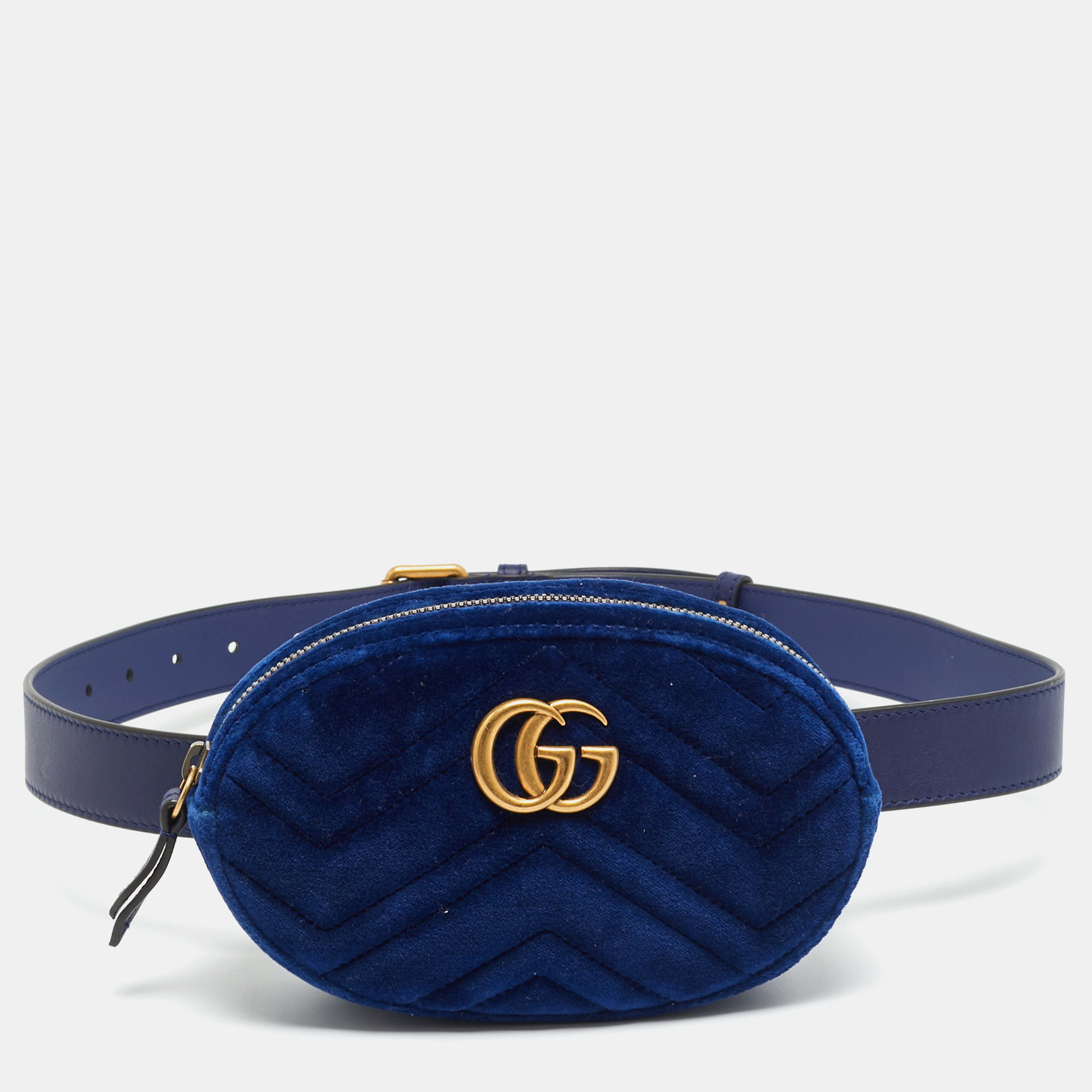 

Gucci GG Marmont Blue Matelassé Velvet Belt Bag