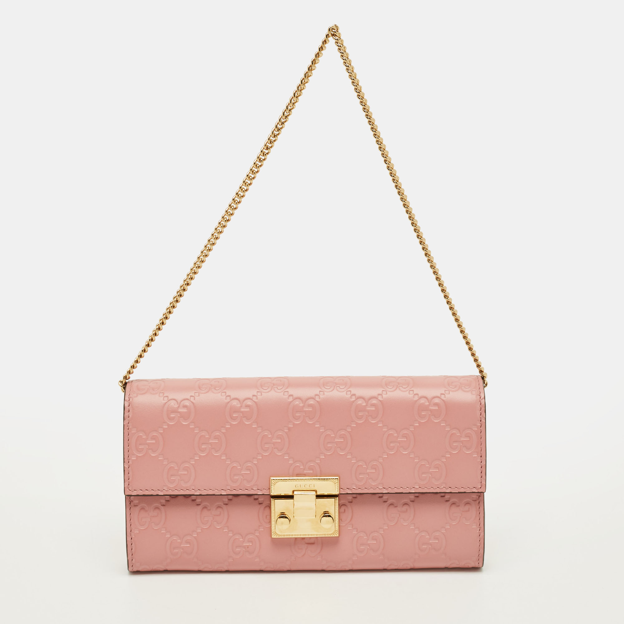 

Gucci Padlock Pink Guccissima Leather Wallet On Chain
