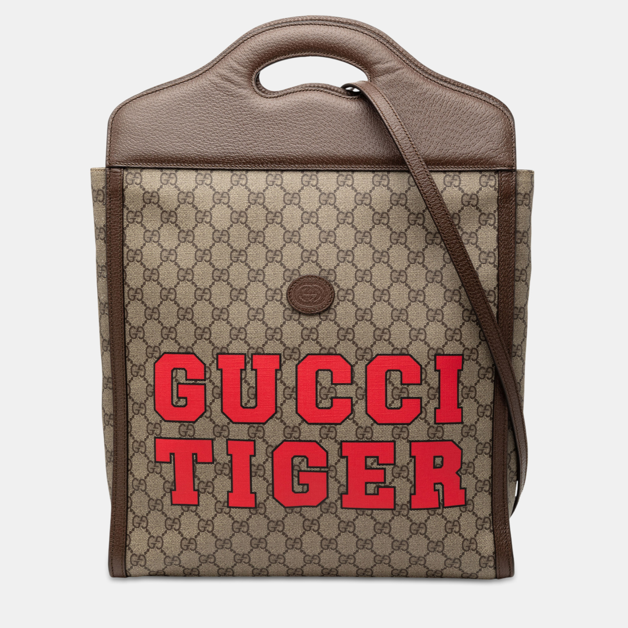 

Gucci Brown GG Supreme Web Tiger Satchel