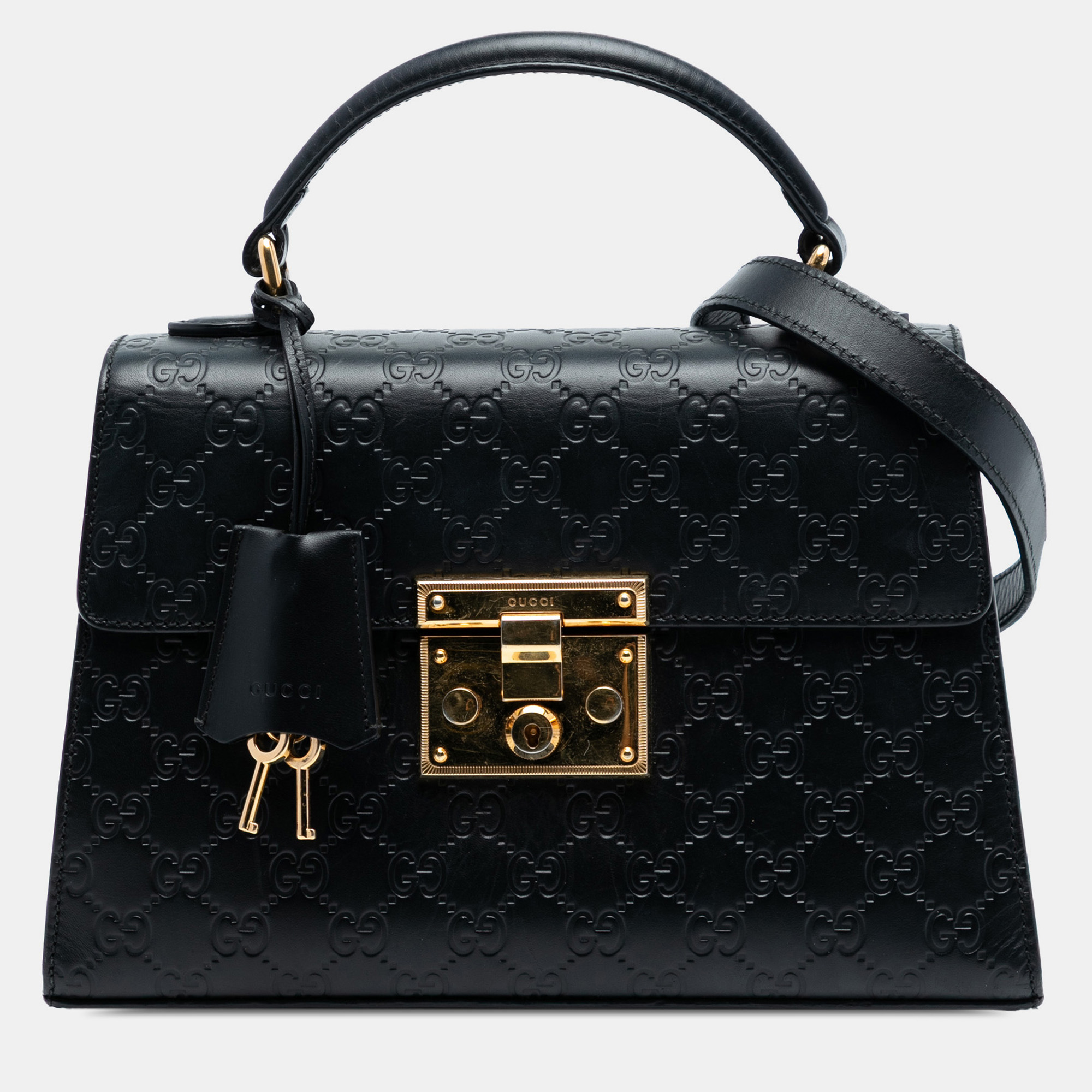 

Gucci Black Small Guccissima Padlock Satchel