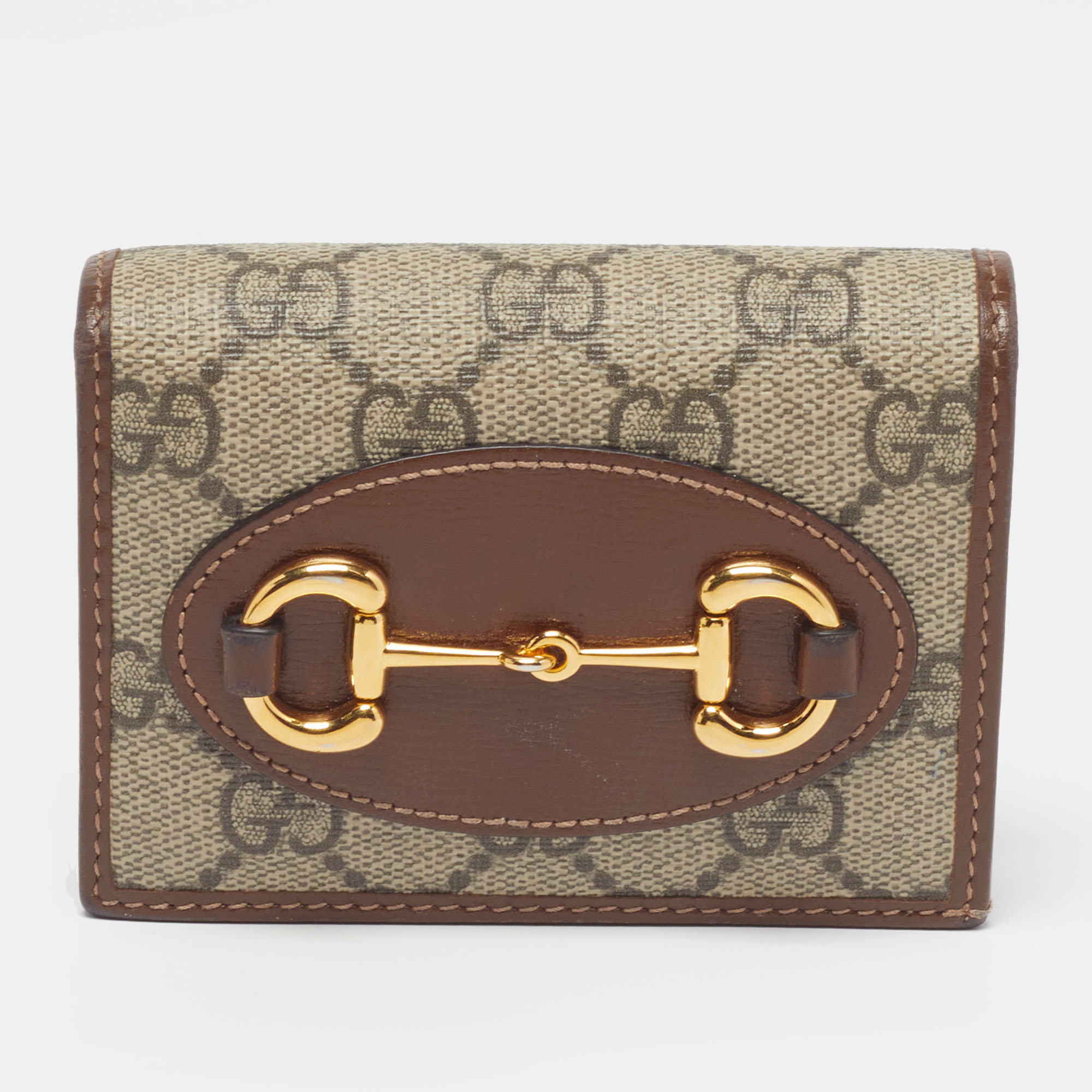 

Gucci Horsebit 1955 Beige/Brown GG Supreme Canvas and Leather Card Case