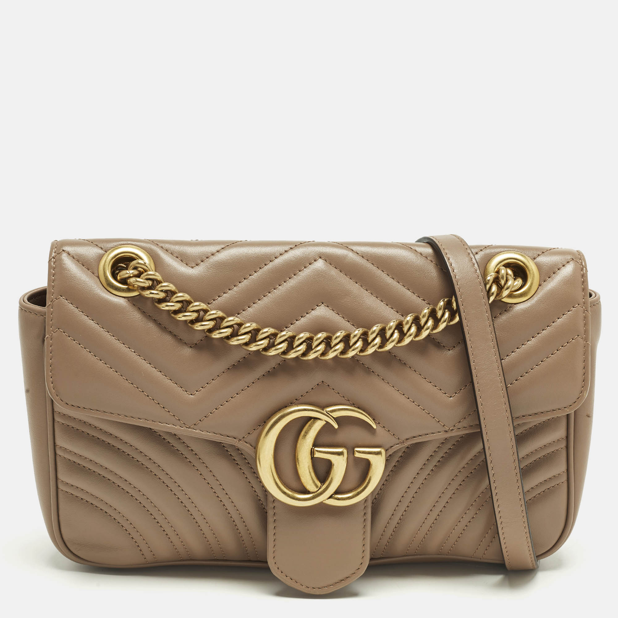 

Gucci GG Marmont Flap Medium Matelassé Leather Shoulder Bag, Beige