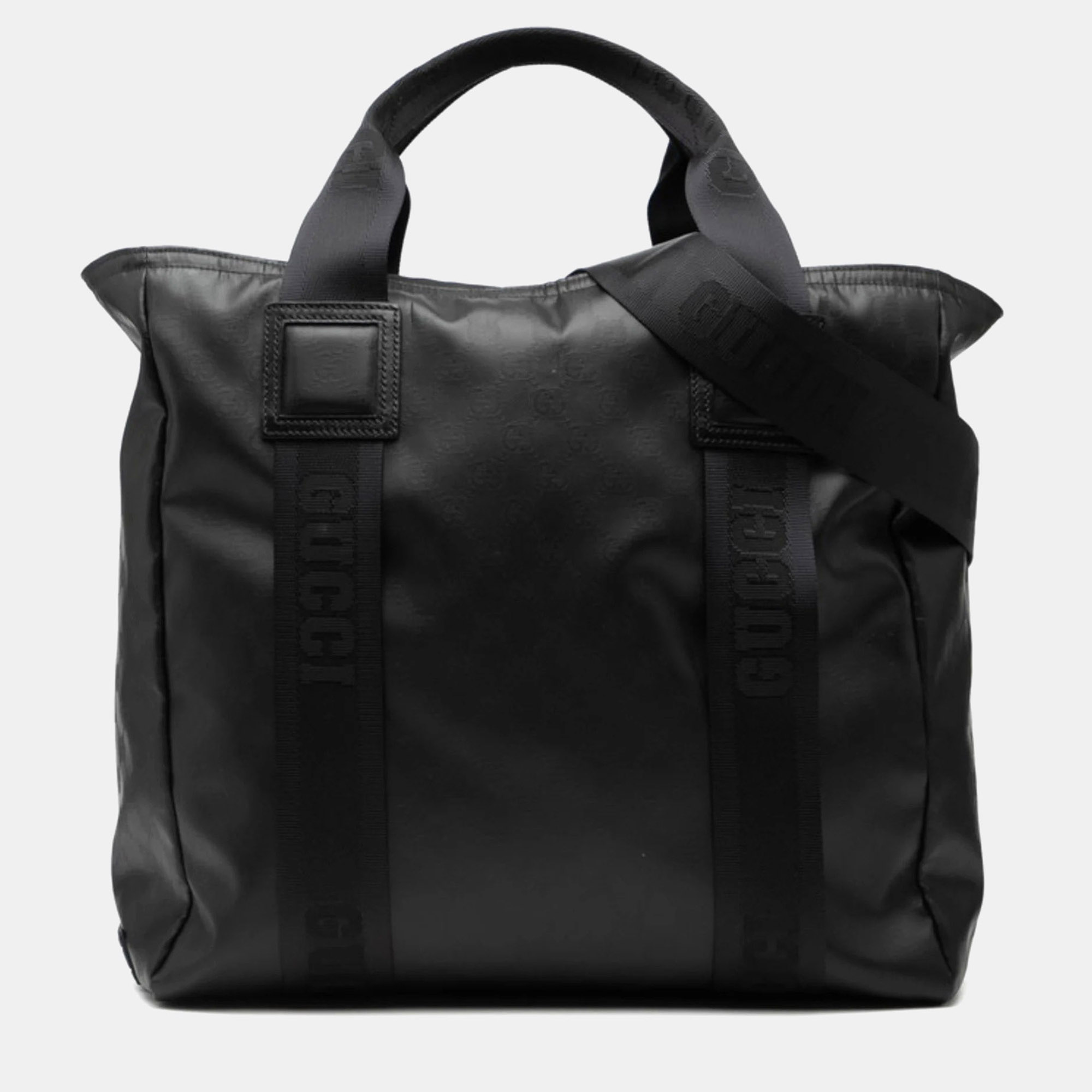 

Gucci Matte Crystal Gg Tote Bag/Shoulder Bag Black Leather And Nylon