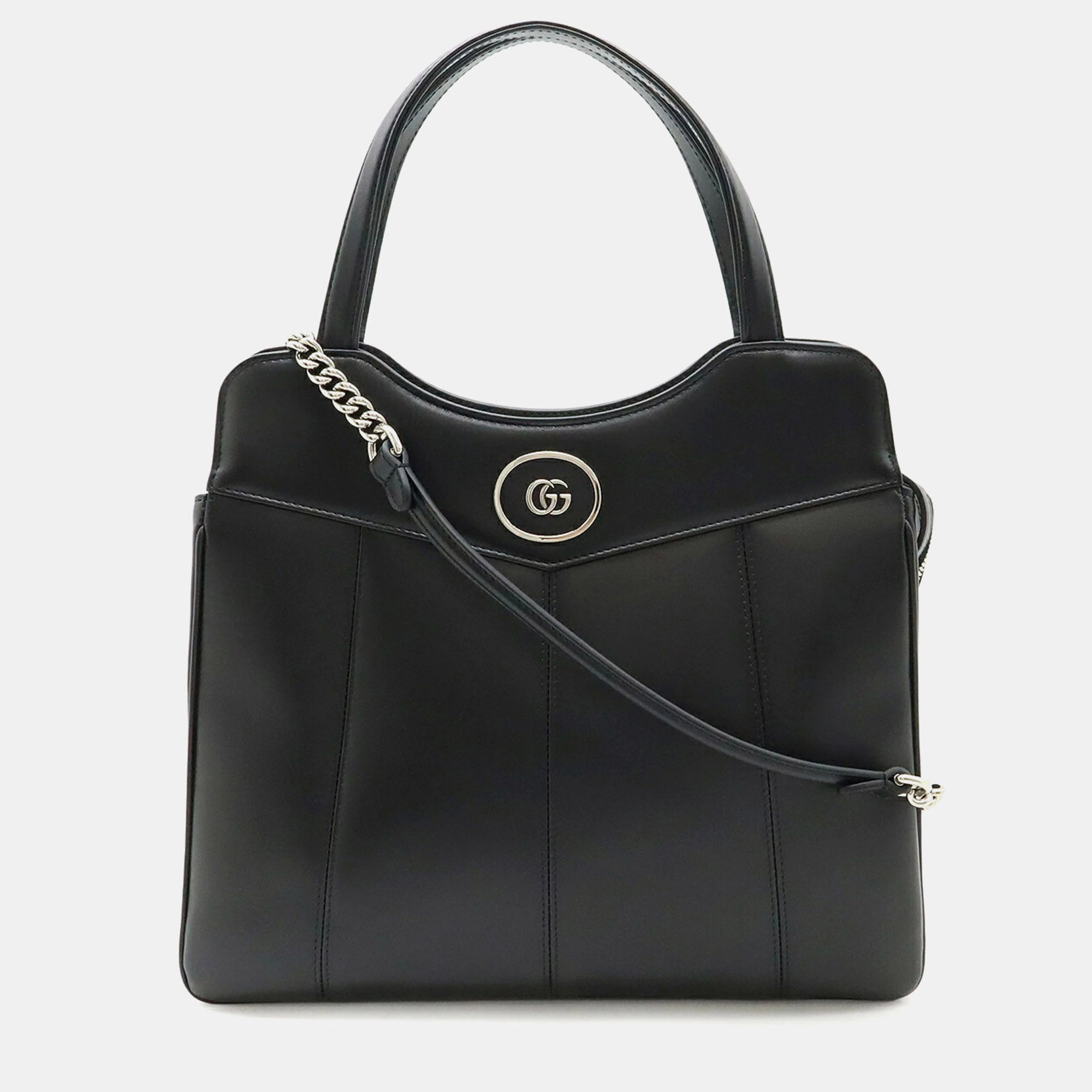 

Gucci Petit Gg Tote Bag Shoulder Handbag Leather Black