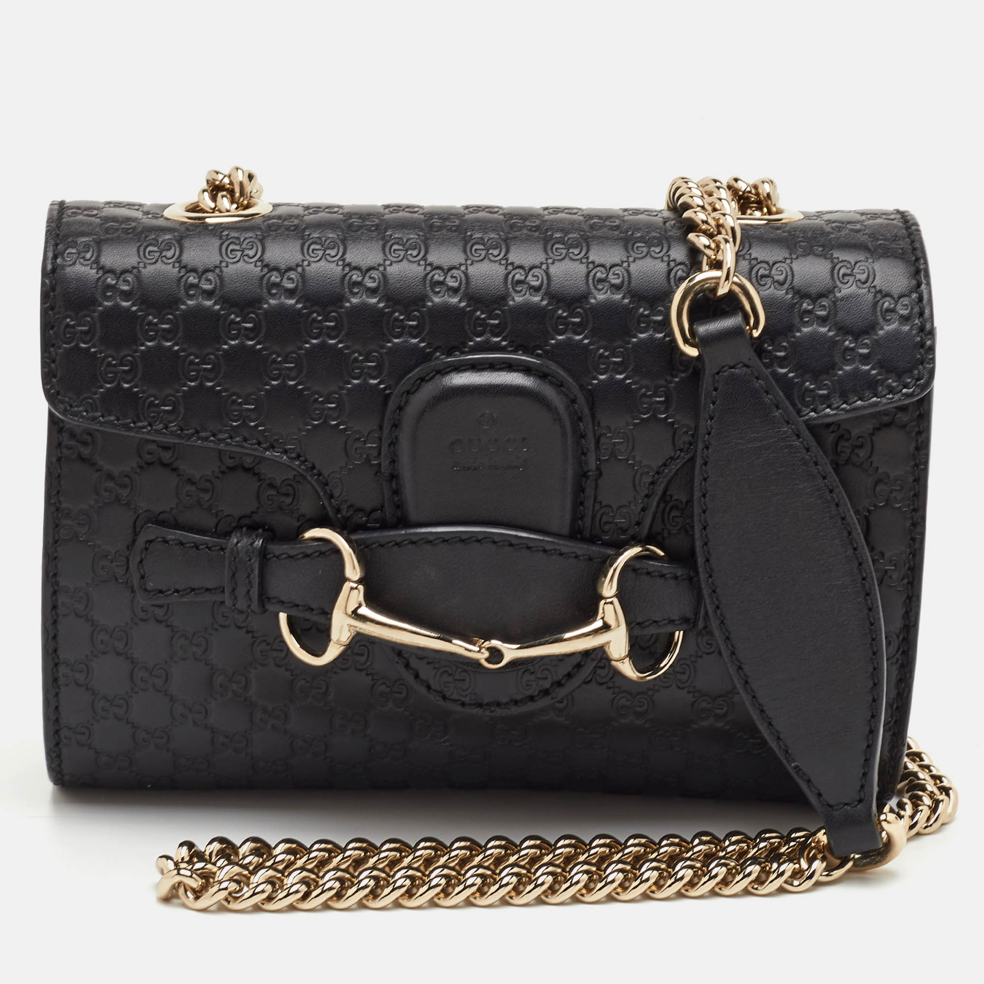 

Gucci Emily Mini Black MIcroguccissima Leather Shoulder Bag