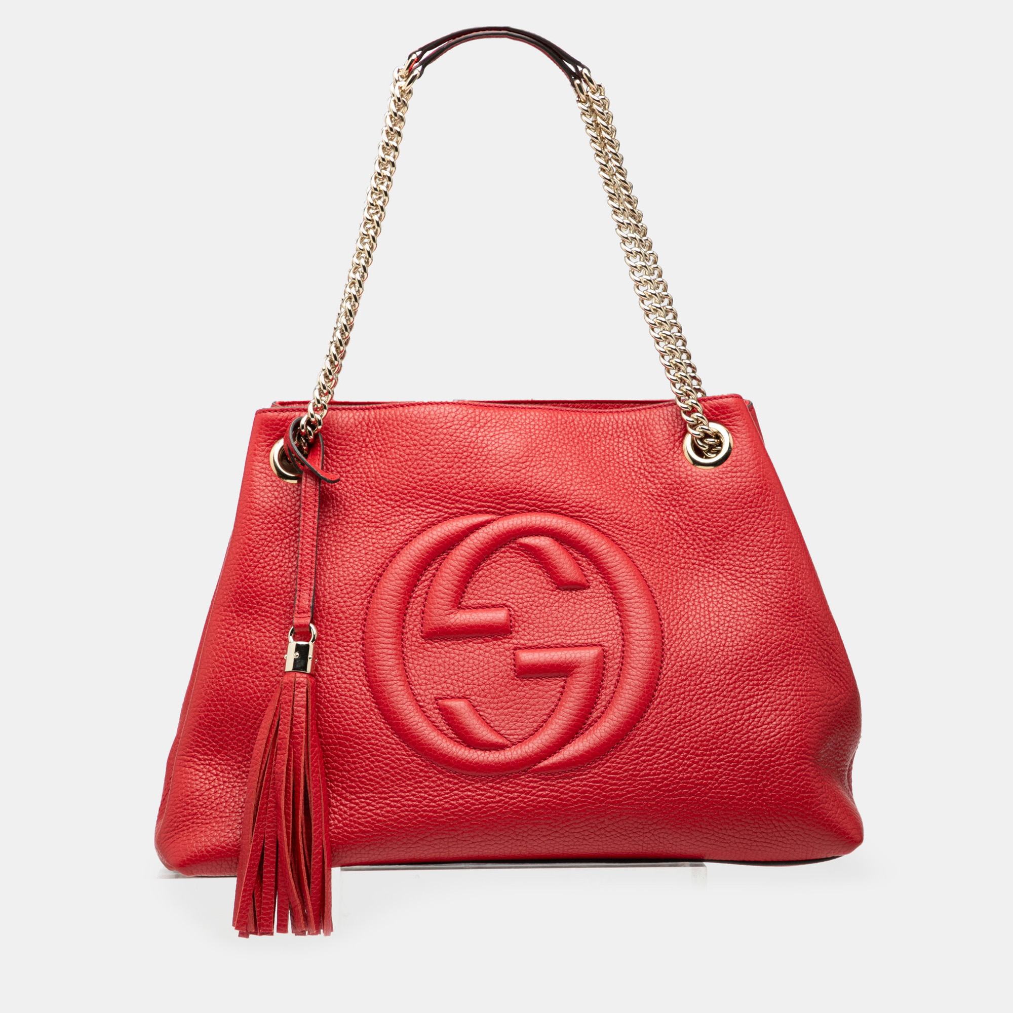 

Gucci Red Medium Leather Soho Chain Tote