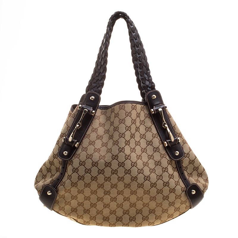 Pre Owned حقيبة غوتشي بيلهام متوسطة كانفاس GG عاجية/ بيج