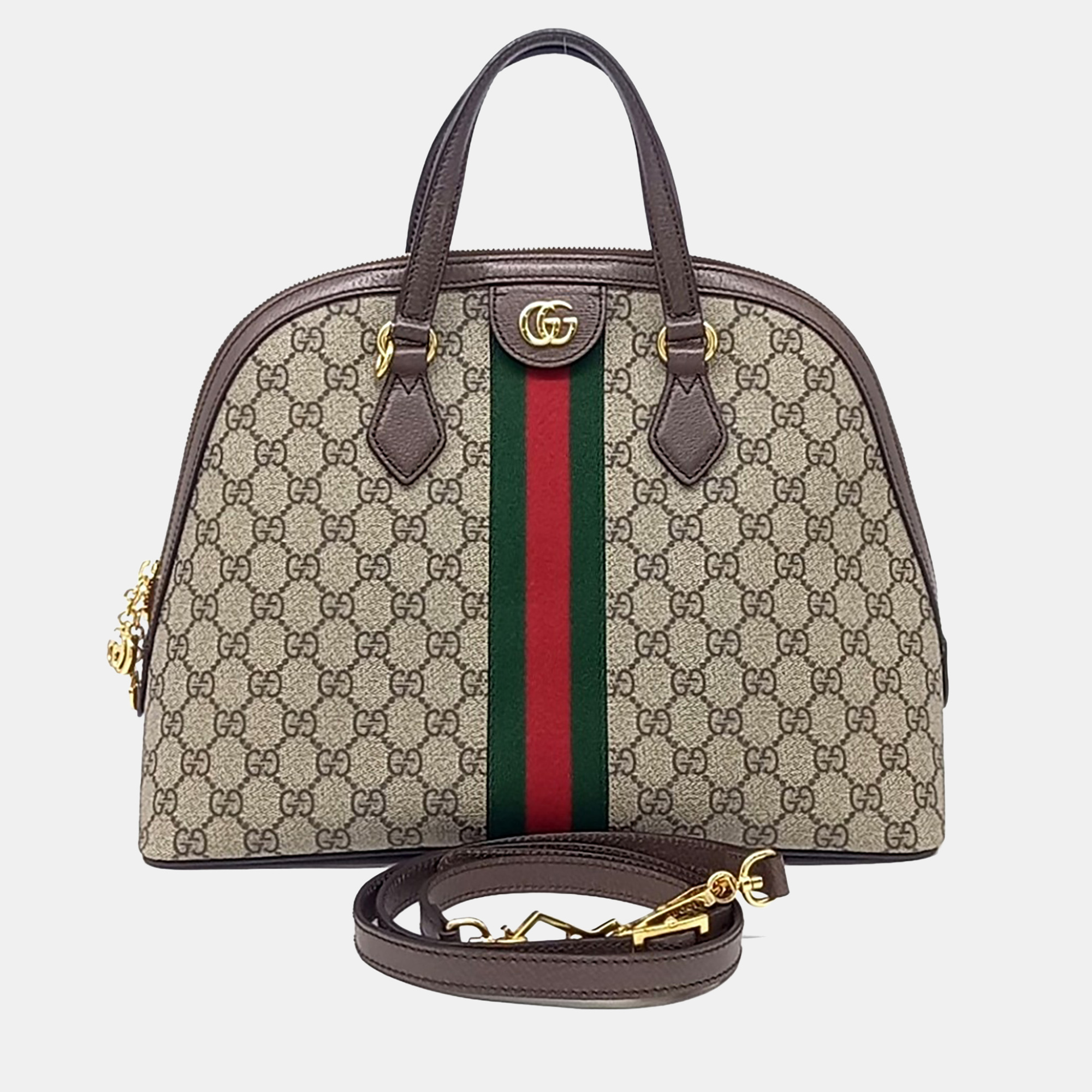 

Gucci Brown Canvas and Leather Ophidia Medium Top Handle Bag