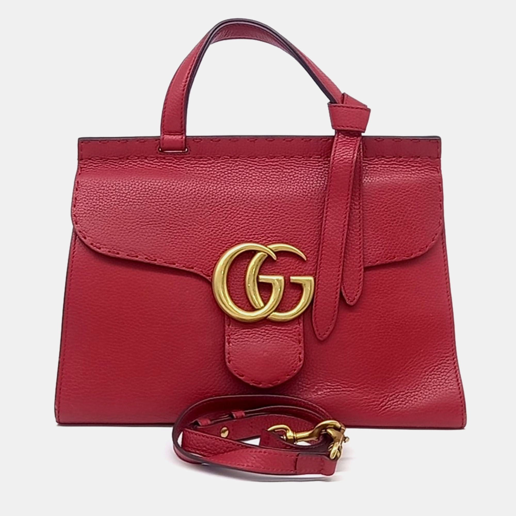 

Gucci Red Leather GG Marmont Tote and Shoulder Bag