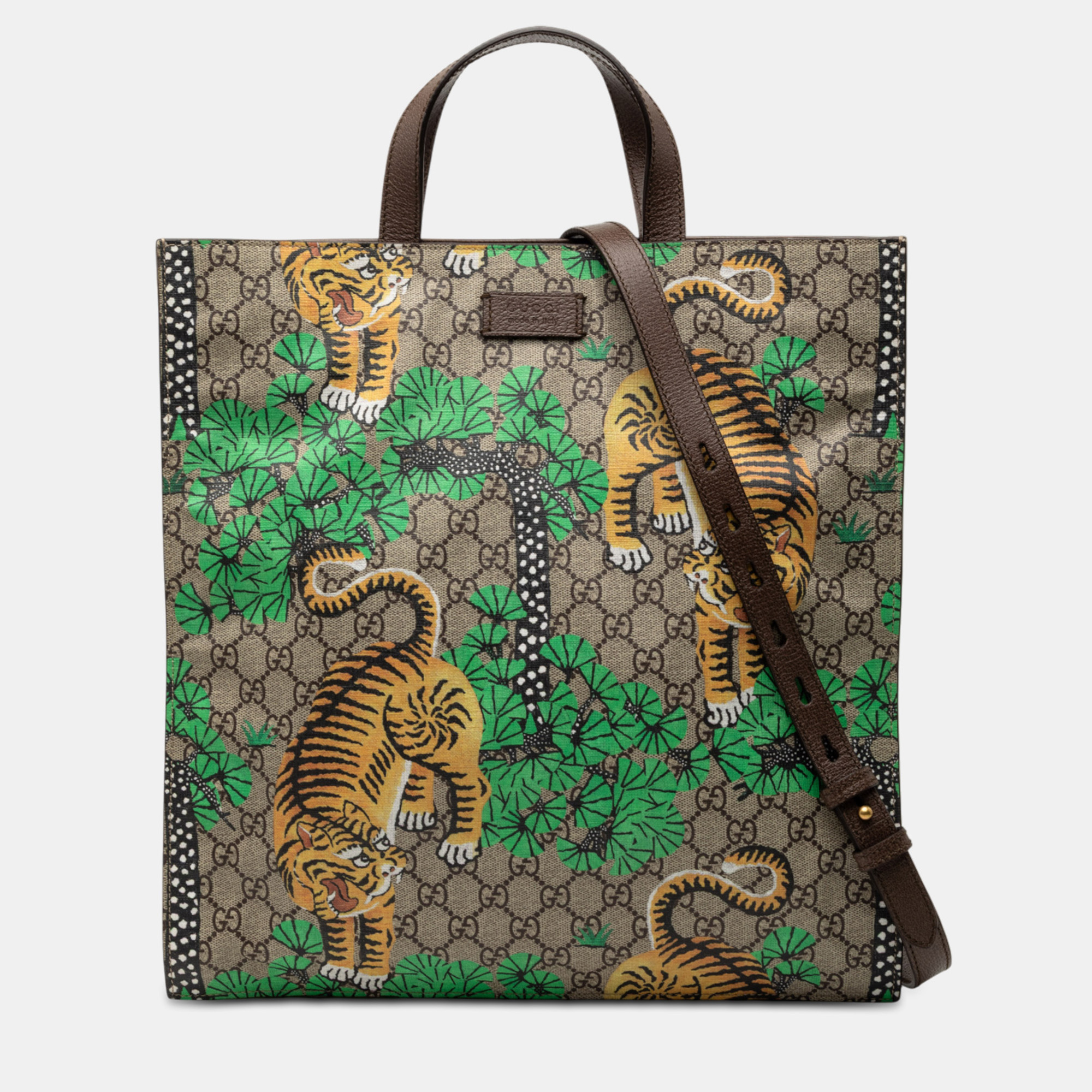 

Gucci Brown GG Supreme Bengal Convertible Tote