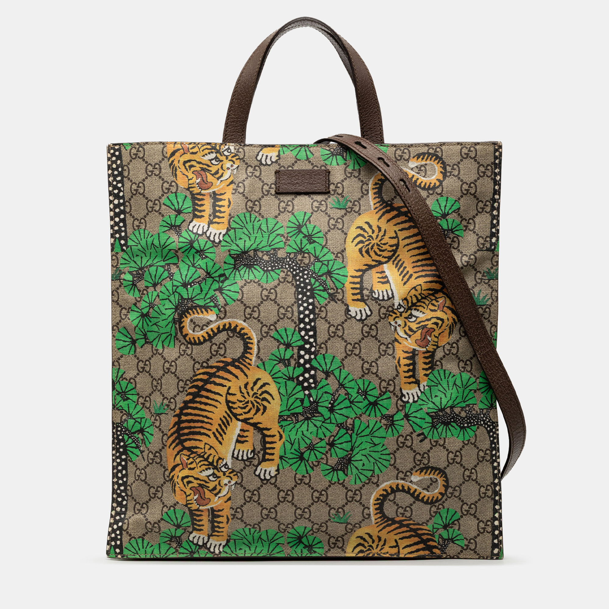 

Gucci Brown GG Supreme Bengal Convertible Tote