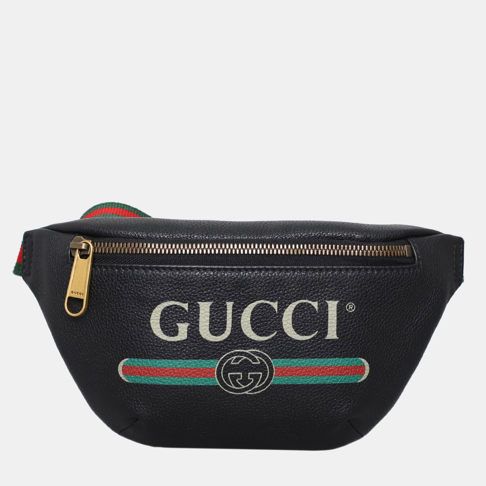 

Gucci Printed Logo Belt Bag, Black