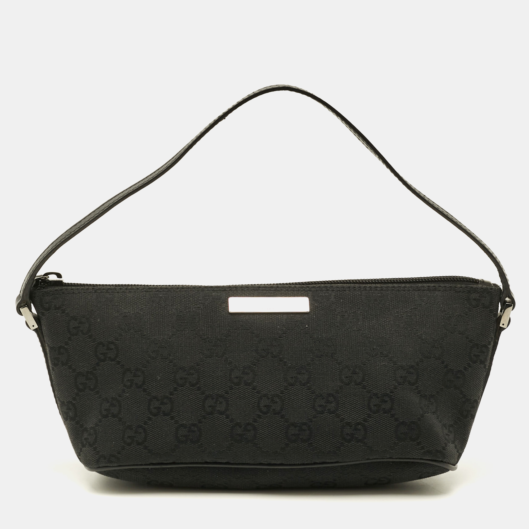 

Gucci Boat Black GG Canvas and Leather Pochette