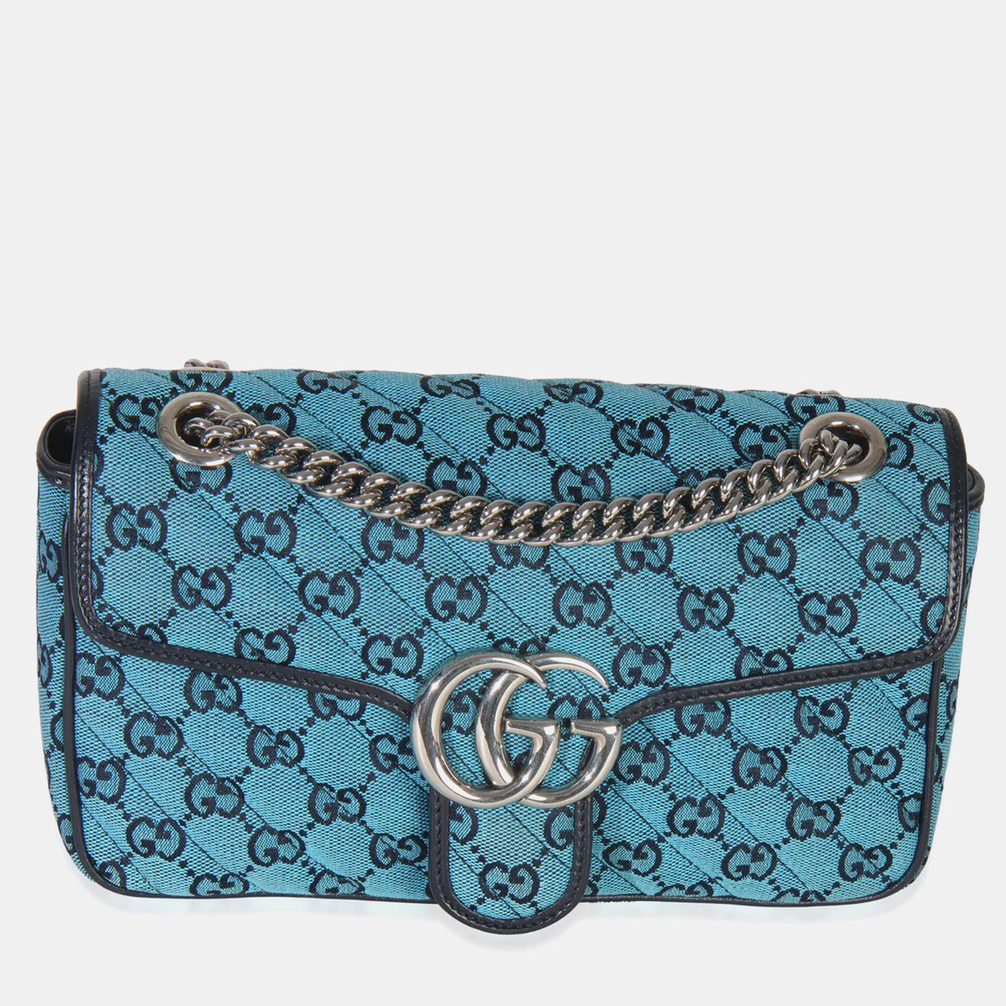 

Gucci Blue GG Canvas Diagonal Small GG Marmont Bag