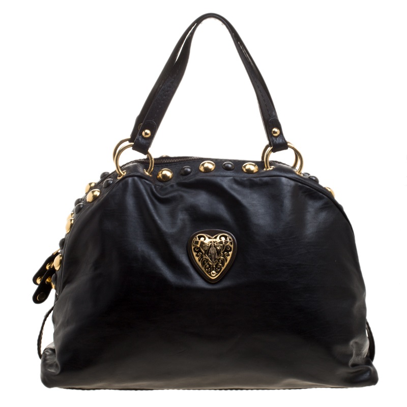 مملوكة مسبقًا Gucci Black Leather Large Babouska Dome Satchel