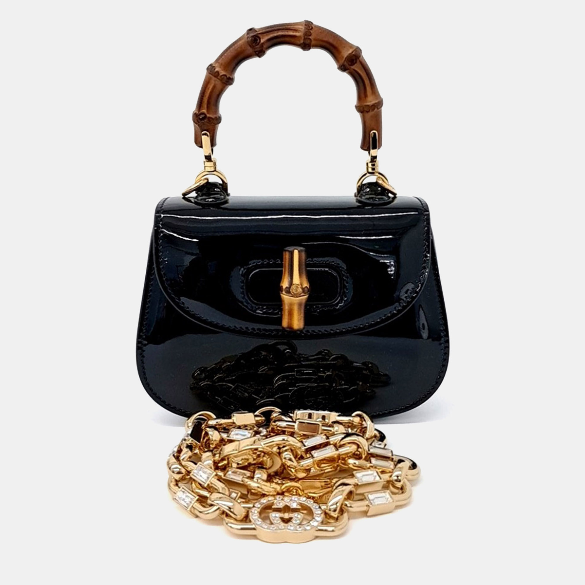 

Gucci Black Patent Leather Patent 1947 Mini Top Handle Bag