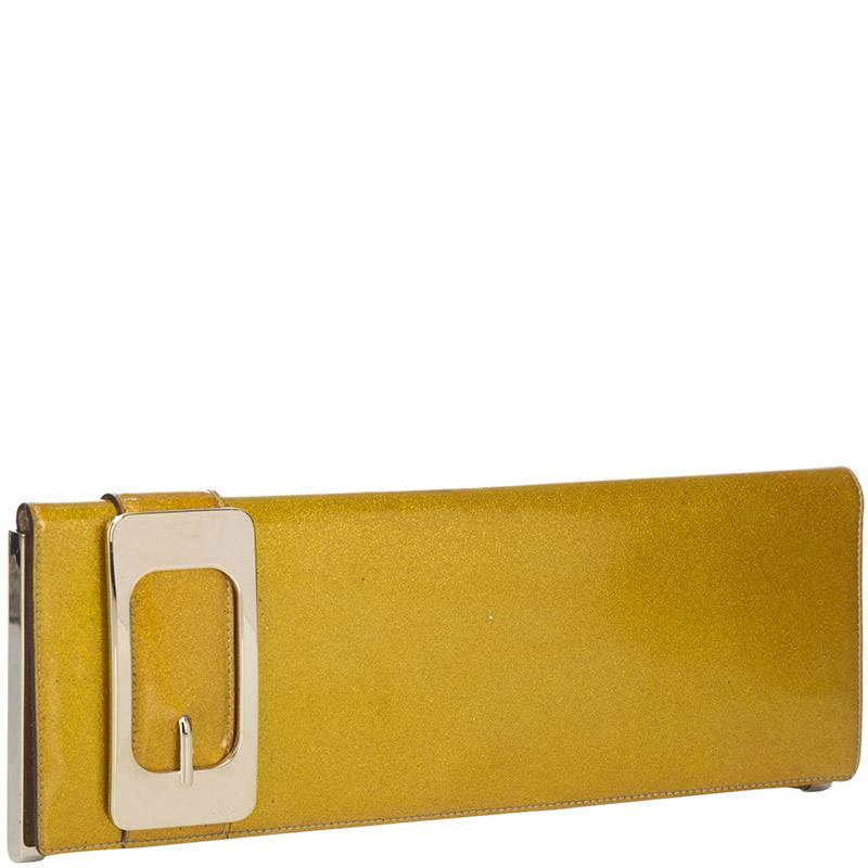 

Gucci Gold Patent Leather Romy Long Clutch