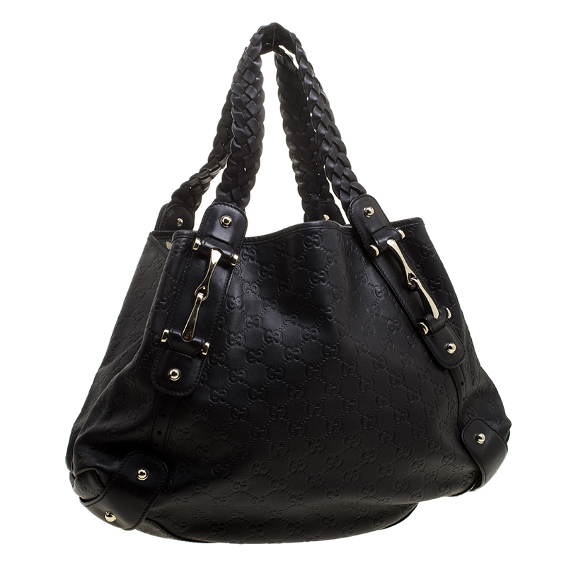 Gucci Black Guccissima Leather Medium Horsebit Pelham Shoulder Bag Gucci | TLC