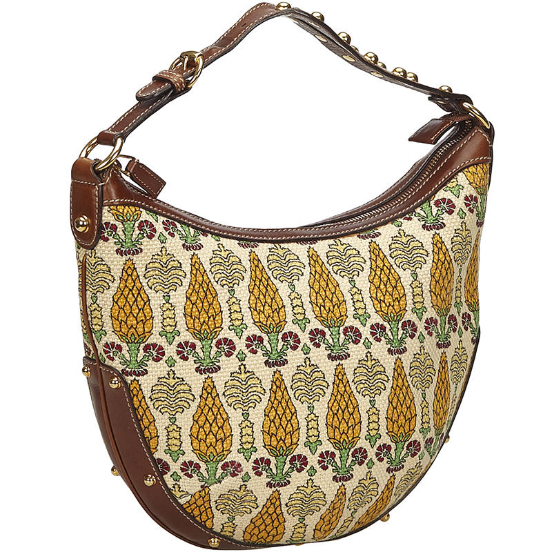 

Gucci Brown Printed Cotton Hobo Bag, Multicolor