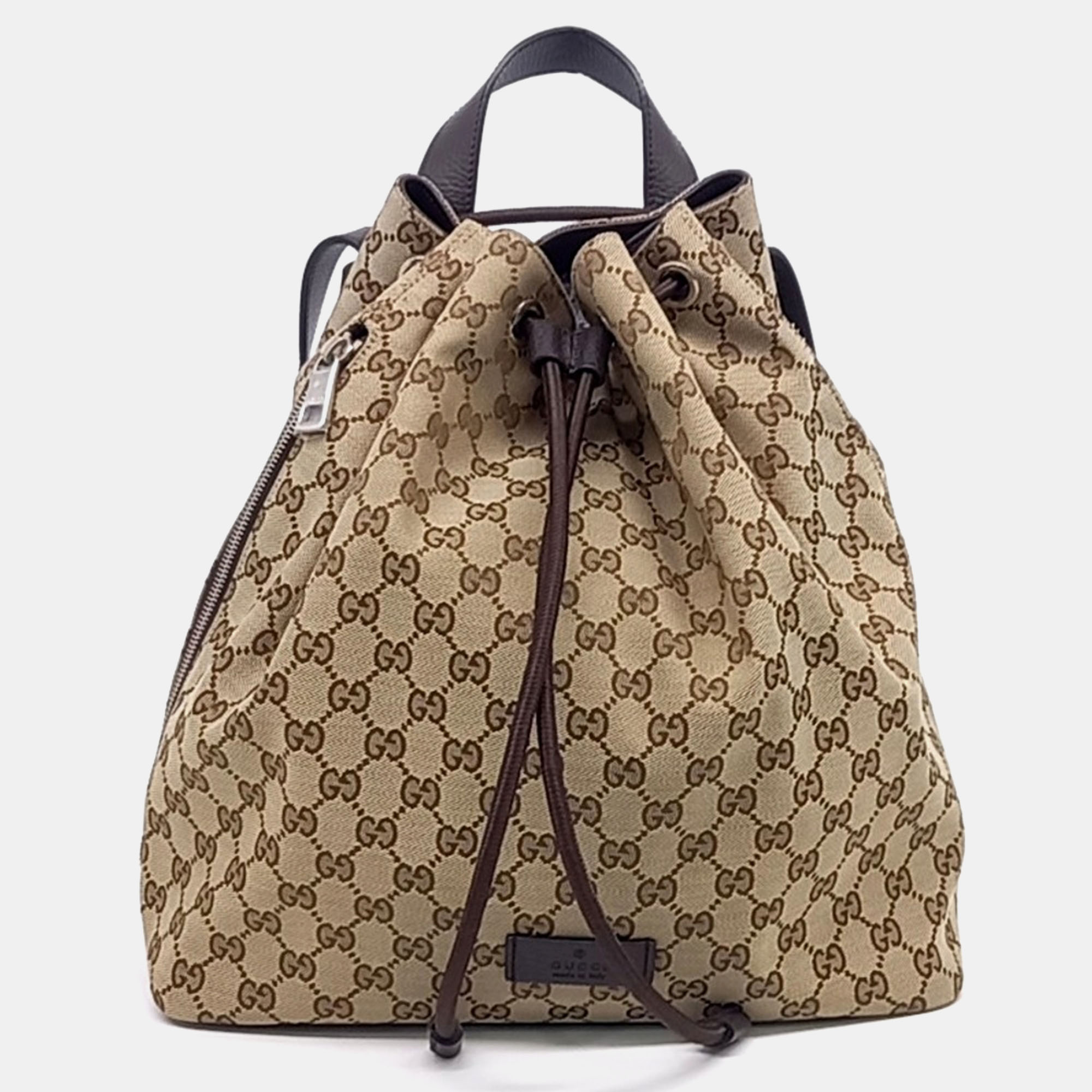 

Gucci Jacquard Beige/Brown Canvas Drawstring Backpack (449175)