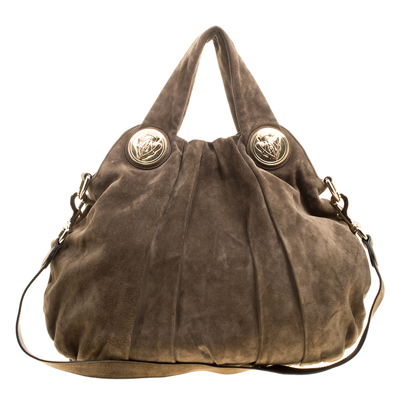 Gucci Khaki Suede Large Hysteria Hobo