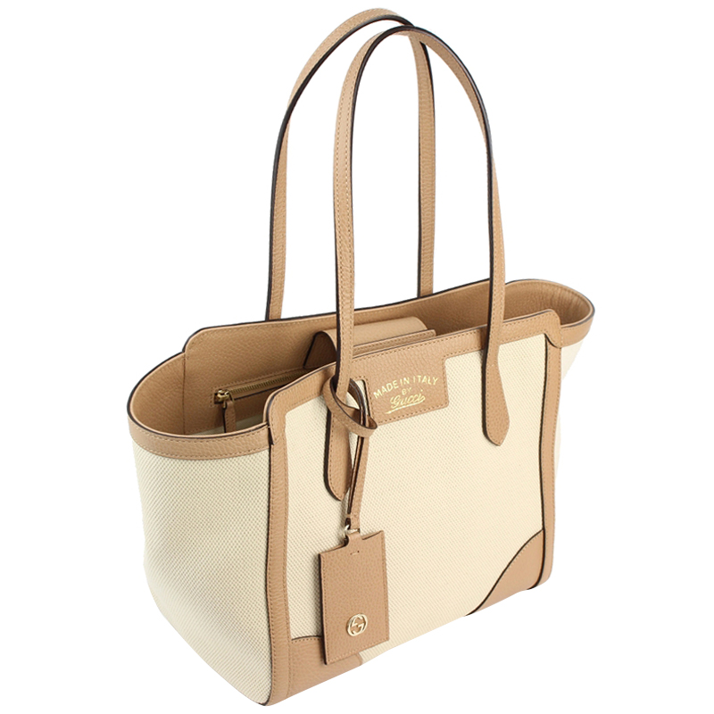 

Gucci Two Tone Canvas/Leather Swing Tote, Multicolor
