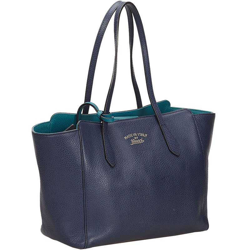 

Gucci Blue Leather Swing Tote Bag
