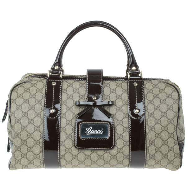 Pre Owned Gucci Monogram Guccissima Leather Large Boston Bag