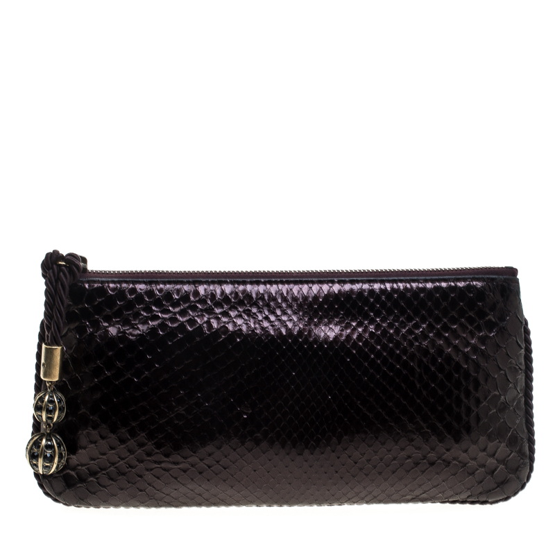 Pre Owned حقيبة كلتش غوتشي ثعبان عنابية