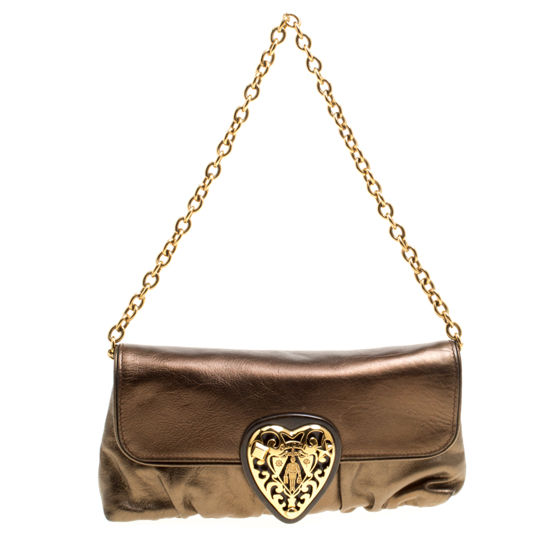 مملوكة مسبقًا حقيبة كتف غوتشي هيستريا جلد كاكية ميتالك