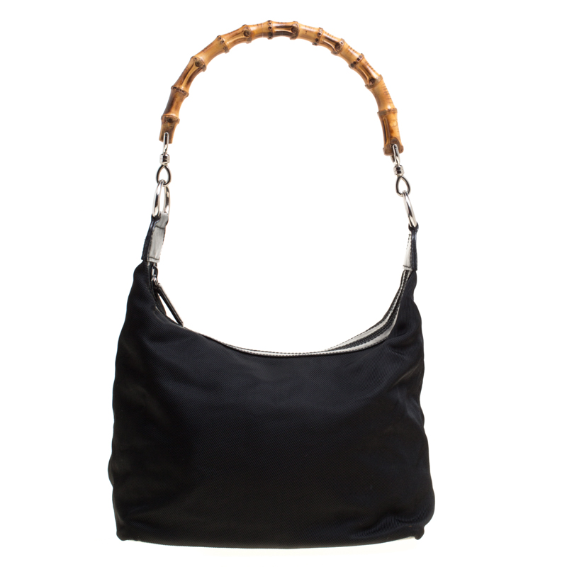gucci black bamboo handle bag