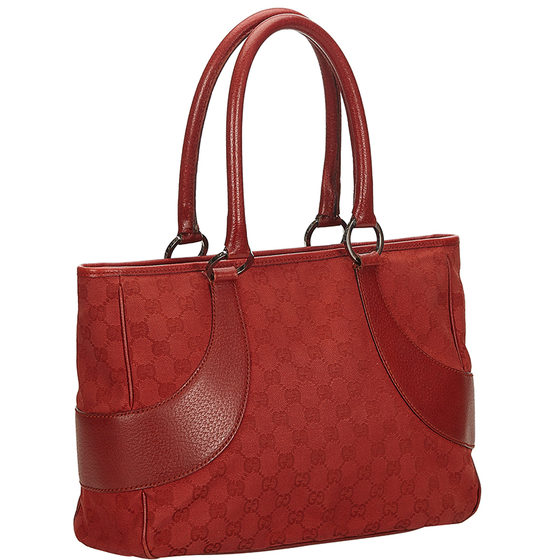 

Gucci Red Guccissima Canvas And Leather Tote
