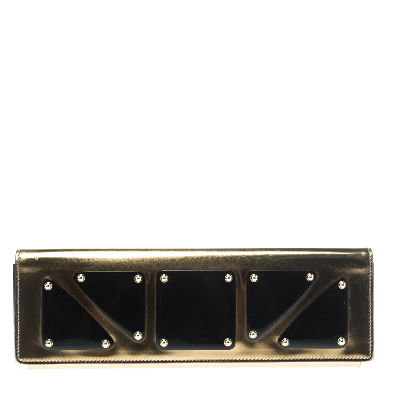 مملوكة مسبقًا Gucci Gold Leather Romy Clutch