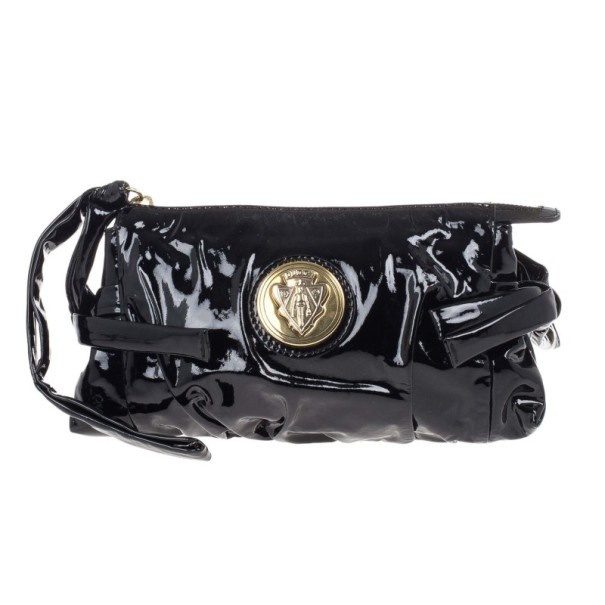 Pre Owned Gucci Black Patent Leather Hysteria Clutch