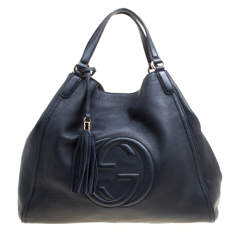 Gucci Navy Blue Leather Oversized Soho Tote Gucci | The Luxury Closet