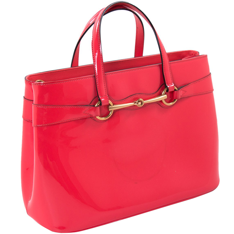 

Gucci Red Patent Leather  Bright Bit Tote