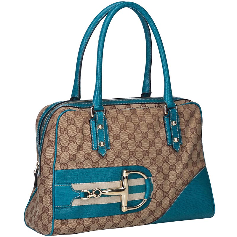 

Gucci Blue/Brown Guccissima Canvas And Leather Satchel