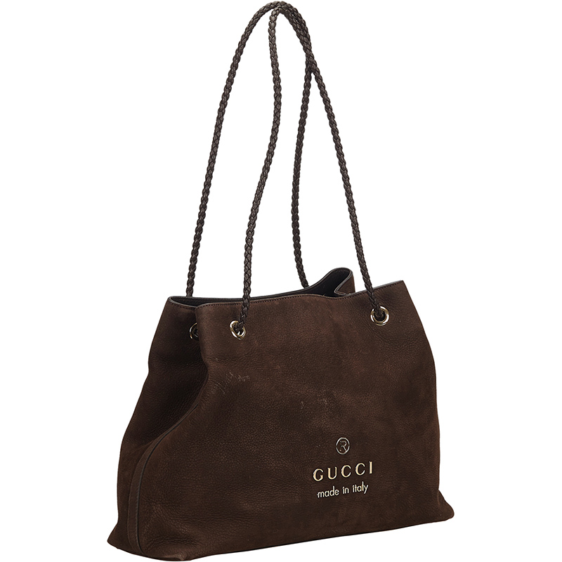 

Gucci Dark Brown Nubuck Leather Tote